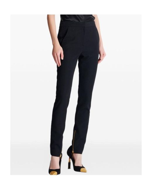 Balmain Black Virgin Wool Grain De Poudre Trousers