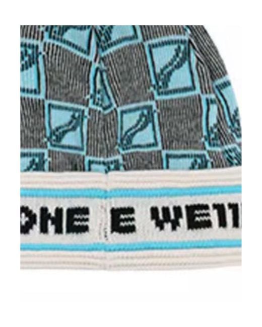 we11done Blue Logo Trimmed Hat for men