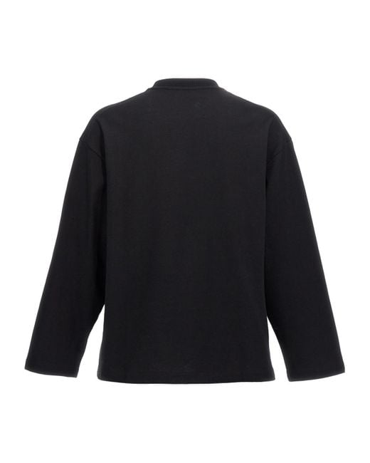 Jil Sander Blue Logo Printed Long-Sleeved T-Shirt