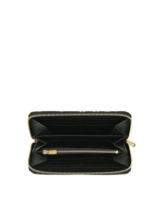 Dolce & Gabbana Black Printed Zipper Wallet