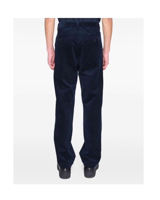 A.P.C. Blue Straight-Leg Corduroy Trousers for men
