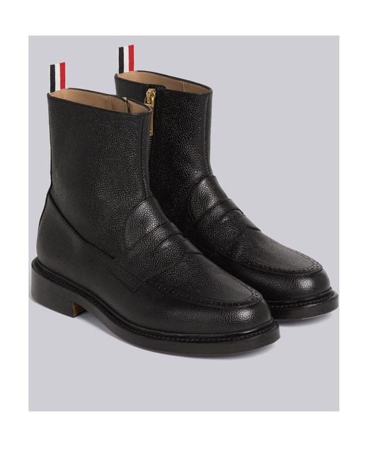 Thom Browne Black Ankle Leather Boots