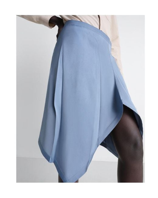 Lemaire Blue Pleated Asymmetric Skirt