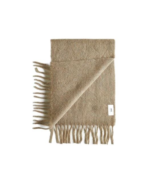 AMI Natural Logo-Patch Fringed-Edge Scarf for men
