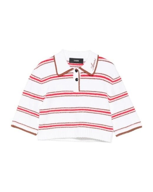 Amiri White Striped Polo Shirt