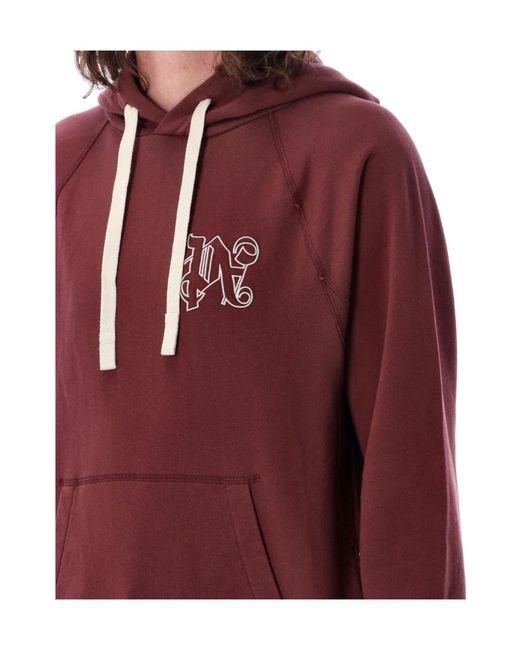 Palm Angels Pa Monogram Embroidered Drawstring Hoodie for men