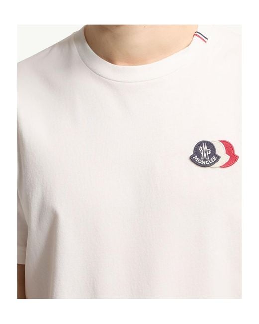 Moncler White Logo Patch Crewneck T-Shirt for men