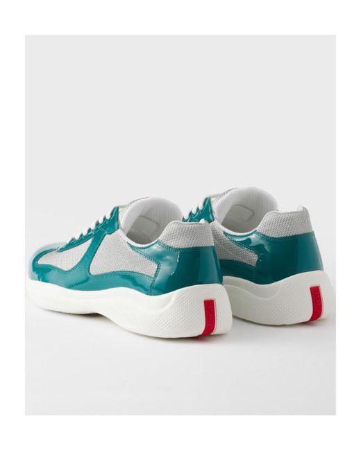 Prada Linea Rossa Green Patent Leather And Technical Fabric Prada America's Cup Sneakers for men