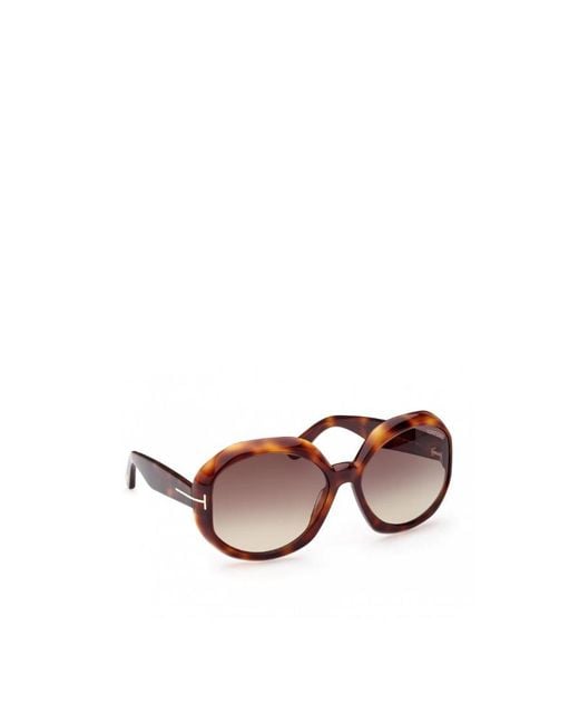 Tom Ford Pink Tortoiseshell Oval-Frame Sunglasses