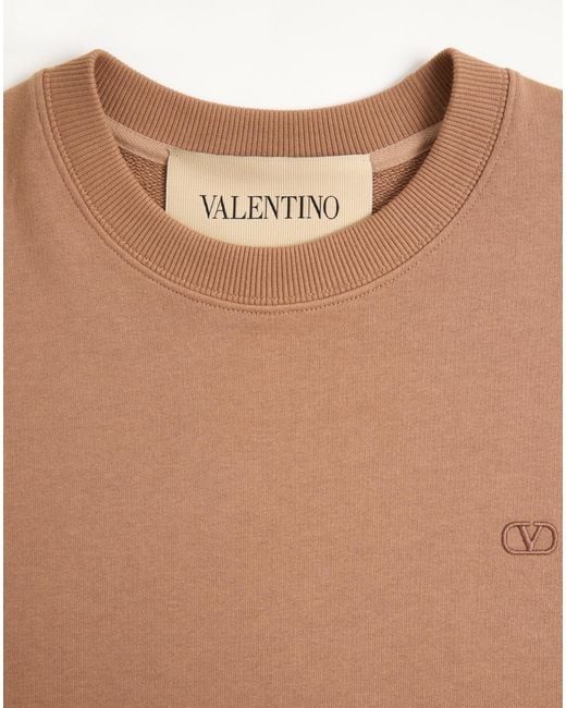 Valentino Natural Cotton Sweatshirt With Vlogo Embroidery for men