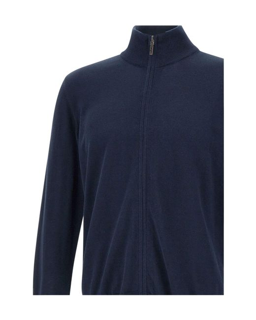 Kangra Cashmere Blue Kangra High Collar Zip Knitwear for men