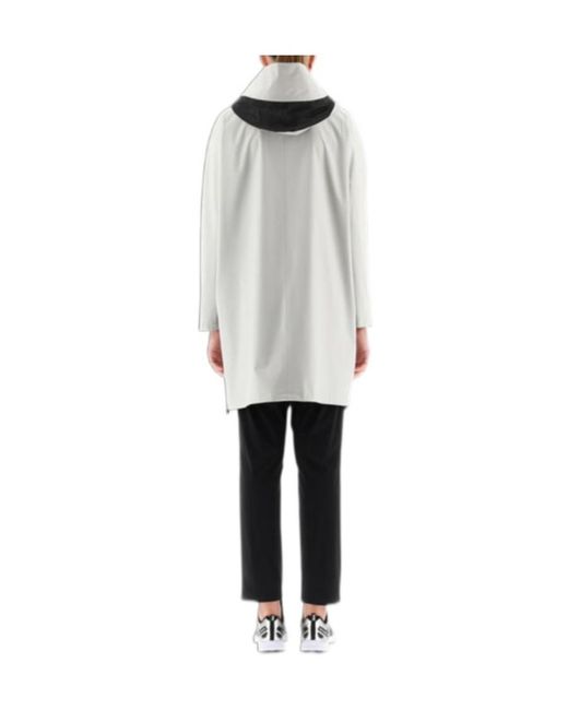 Herno Gray Long-Sleeved Hooded Zipped Coat
