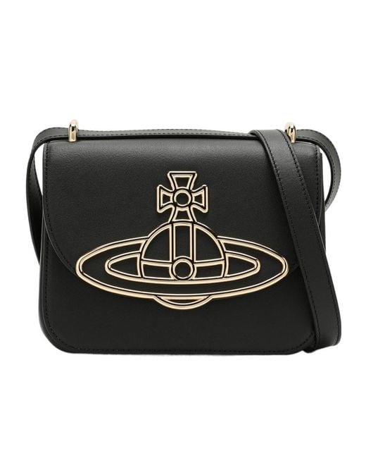 Vivienne Westwood Black Linda Orb Plaque Small Crossbody Bag