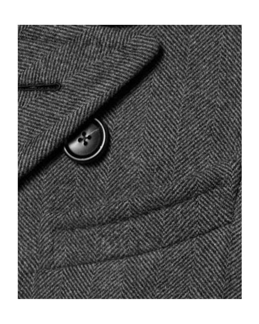 Tom Ford Gray Double Breasted Wool Herringbone Coat for men