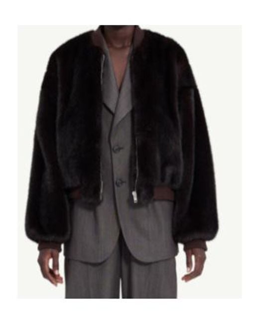MM6 by Maison Margiela Black Furry Bomber Jacket