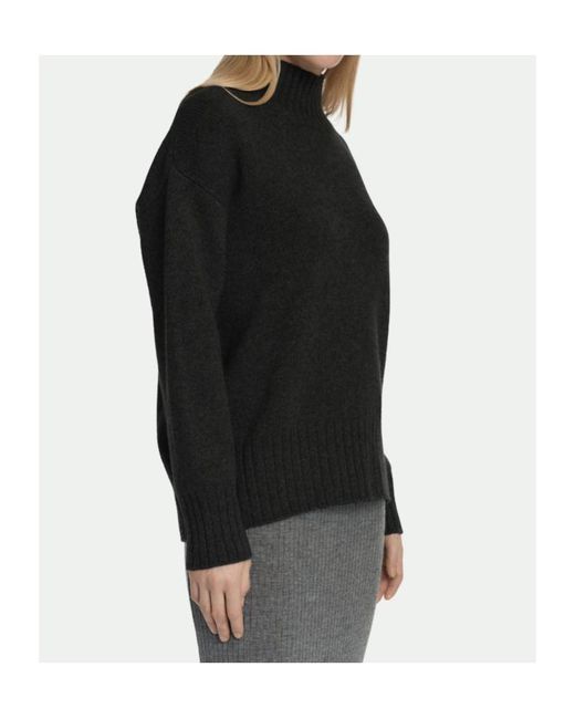 Malo Black Ribbed Turtleneck Knitted Sweater