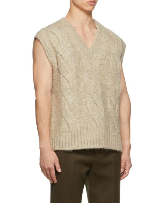 we11done Natural Cable-Knit V-Neck Vest for men
