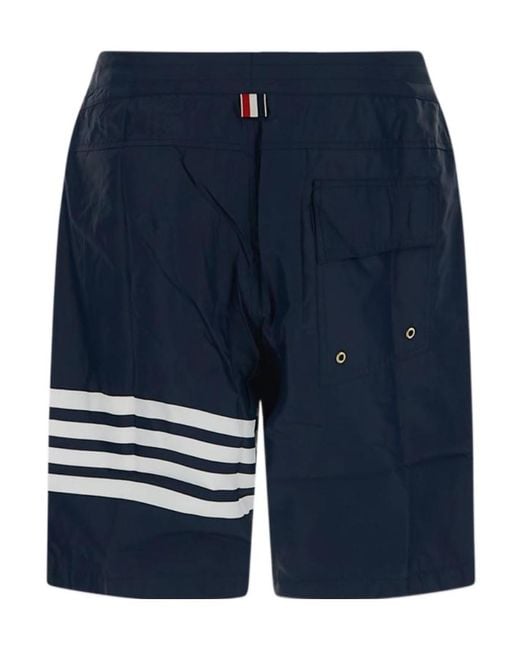 Thom Browne Blue Bar Drawstring Shorts for men
