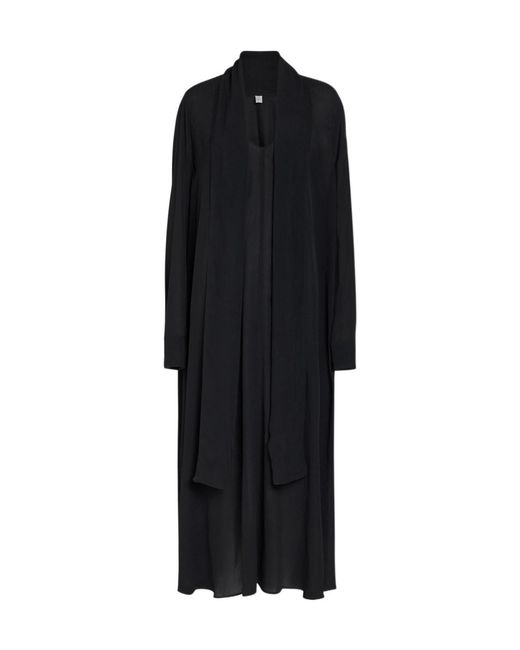 Totême Black Scarf-Effect Chiffon Maxi Dress