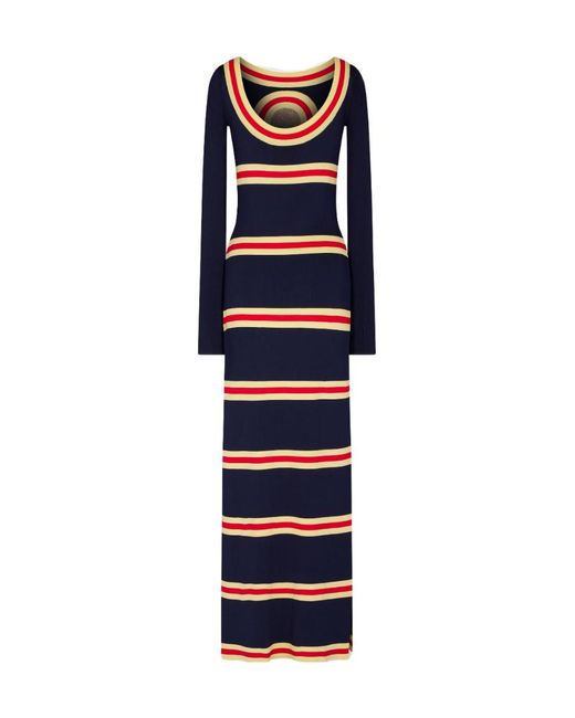 Rabanne Blue Logo Long-Sleeved Dress
