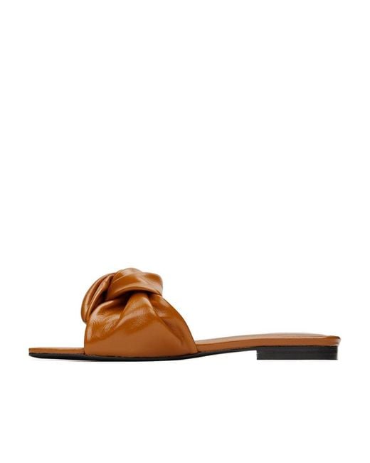 By Far Brown Lima Knot-Detailed Slip-On Sandals