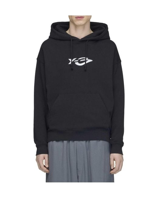 Y-3 Black French Terry Liquid Logo Hoodie for men