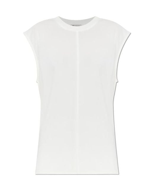AMI White Ami Sleeveless Fitted Top