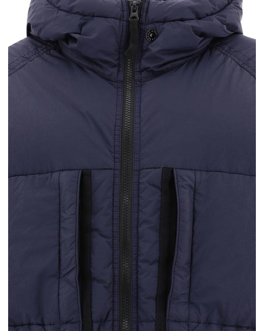 Stone Island Blue Zip-Up Puffer Jacket for men