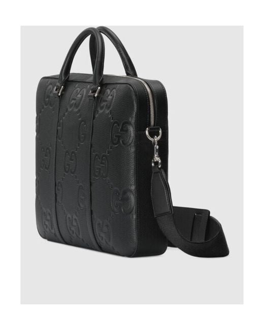 Gucci Black Debossed-Logo Laptop Bag for men