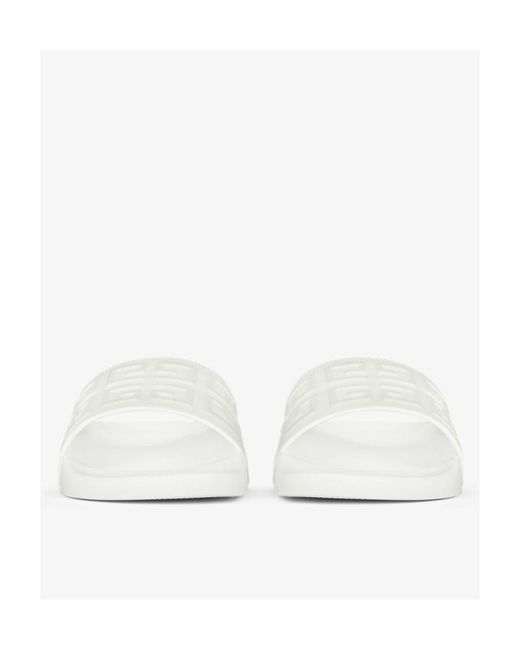 Givenchy White Embossed 4G Motif Slides