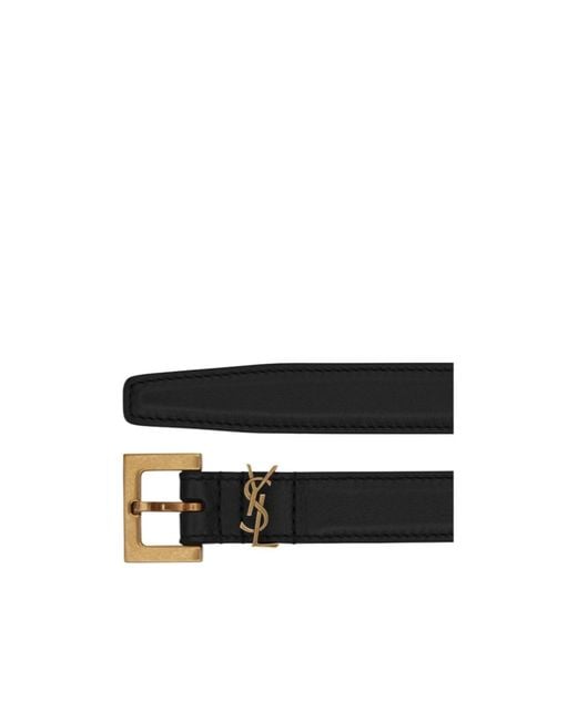 Saint Laurent White Monogram Narrow Belt