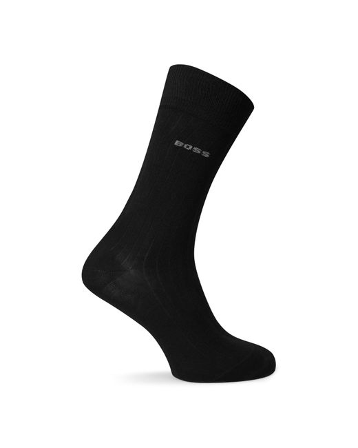 Boss Black Ribbed Socks Accented for men