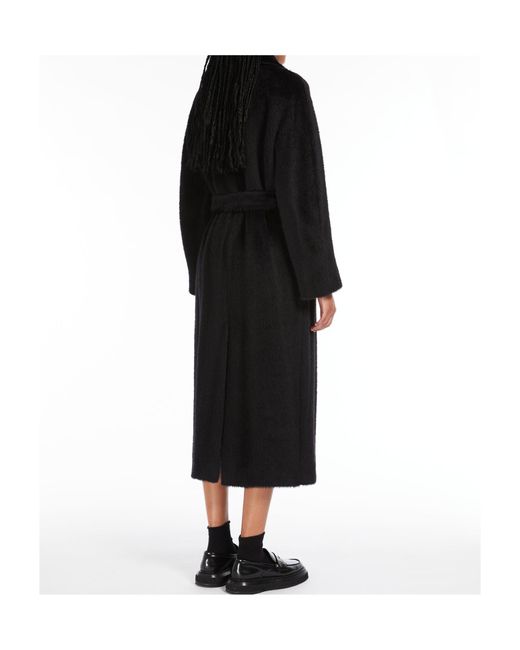 Max Mara Blue Wool And Cashmere Belted Coat