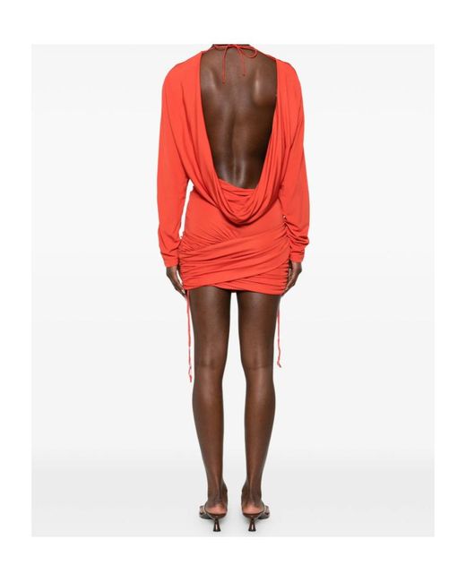 Christopher Esber Red Luna Draped Jersey Mini Dress
