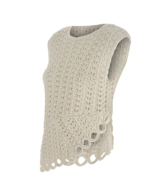 Loulou de Saison Gray Saez Ruffled Crochet Top