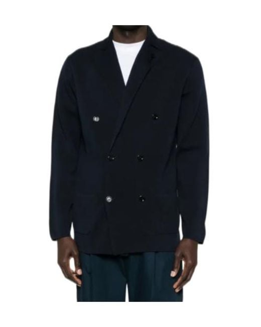 Lardini Black Double-Breasted Pocketed Cardigan for men