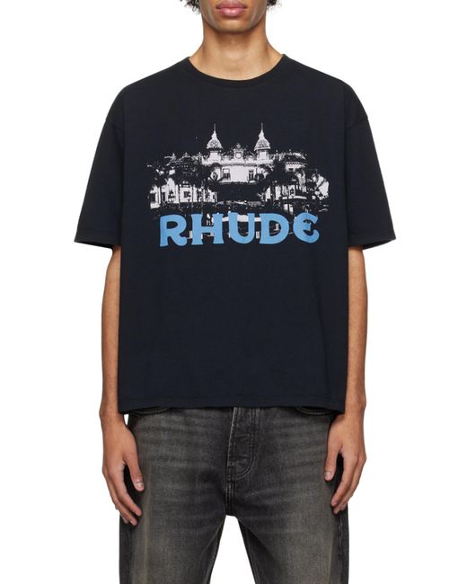 Rhude Black Logo Printed T-Shirt for men