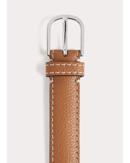 Totême  White Totême Logo Detailed Buckled Belt