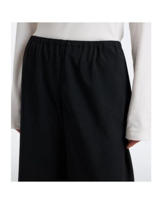 The Row Blue Cosmo Cropped Wool Wide-Leg Pants