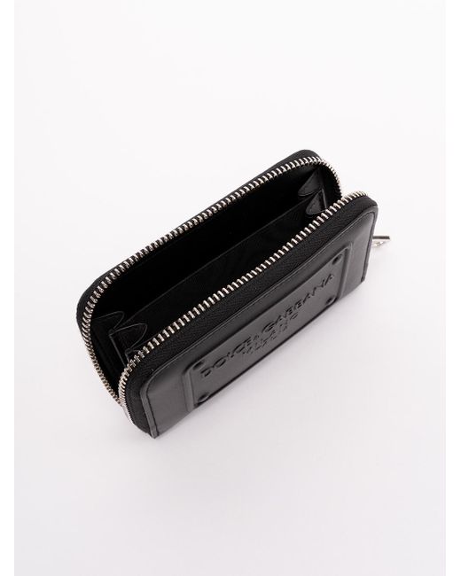 Dolce & Gabbana Black Logo-Embossed Zipped Wallet for men