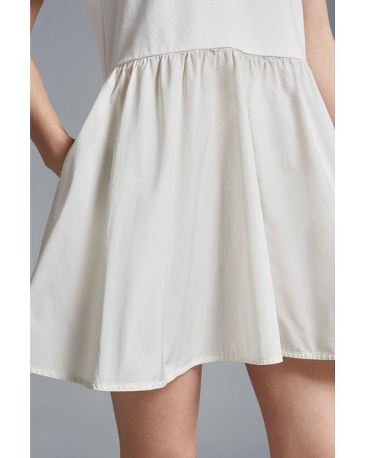 Moncler White Slim Fit Flared Mini Dress