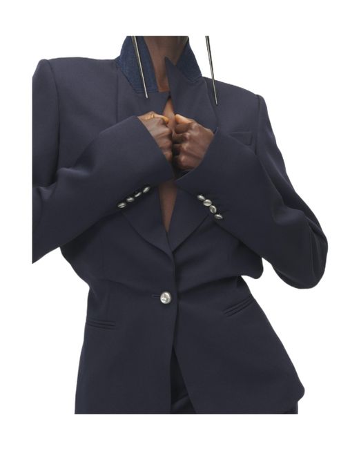 McQueen Blue Wool Sculptural Blazer
