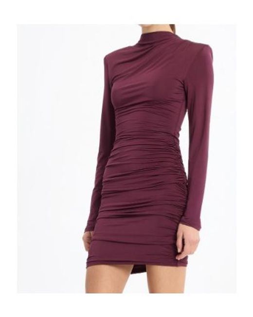 ROTATE BIRGER CHRISTENSEN Purple Draped Ruched Mini Dress