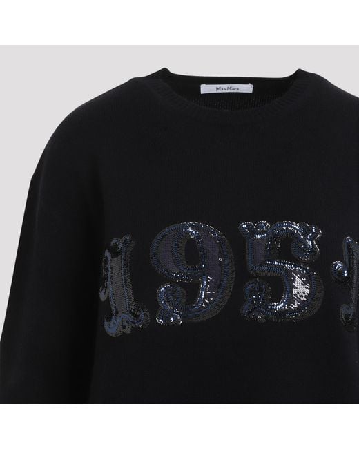 Max Mara Black Plata Logo Embellished Crewneck Jumper