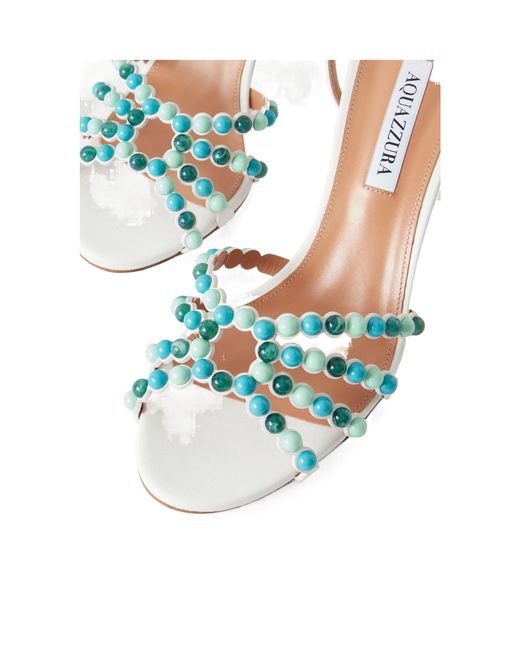 Aquazzura Metallic Embellished Leather Sandals