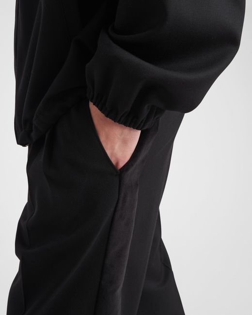 Prada Black Pressed-Crease Velvet Tailored Trousers for men