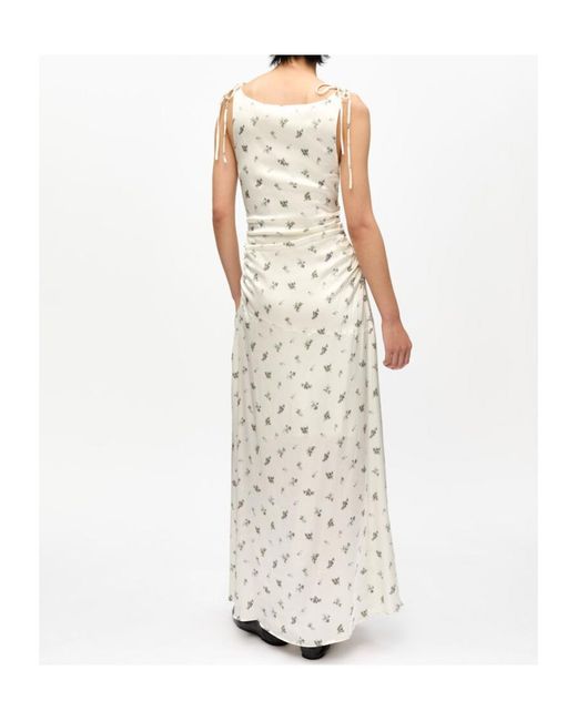 Ganni White Maxi Ruched Dress