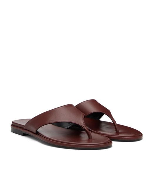 Aeyde Brown Amaya Nappa Leather Flip Flops