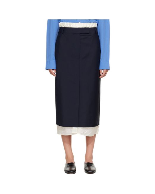 Rohe Blue Contrast-Trim Midi Skirt
