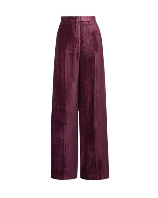 Gabriela Hearst Purple Net Sustain Boyne Organic Silk-Velvet Wide-Leg Pants